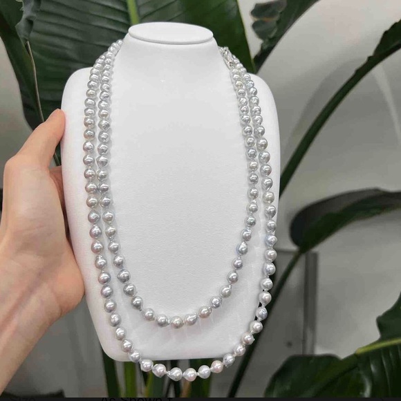 Brand New Authentic Akoya 7 - 7.5mm Pearl Necklace 120cm - Picture 1 of 2
